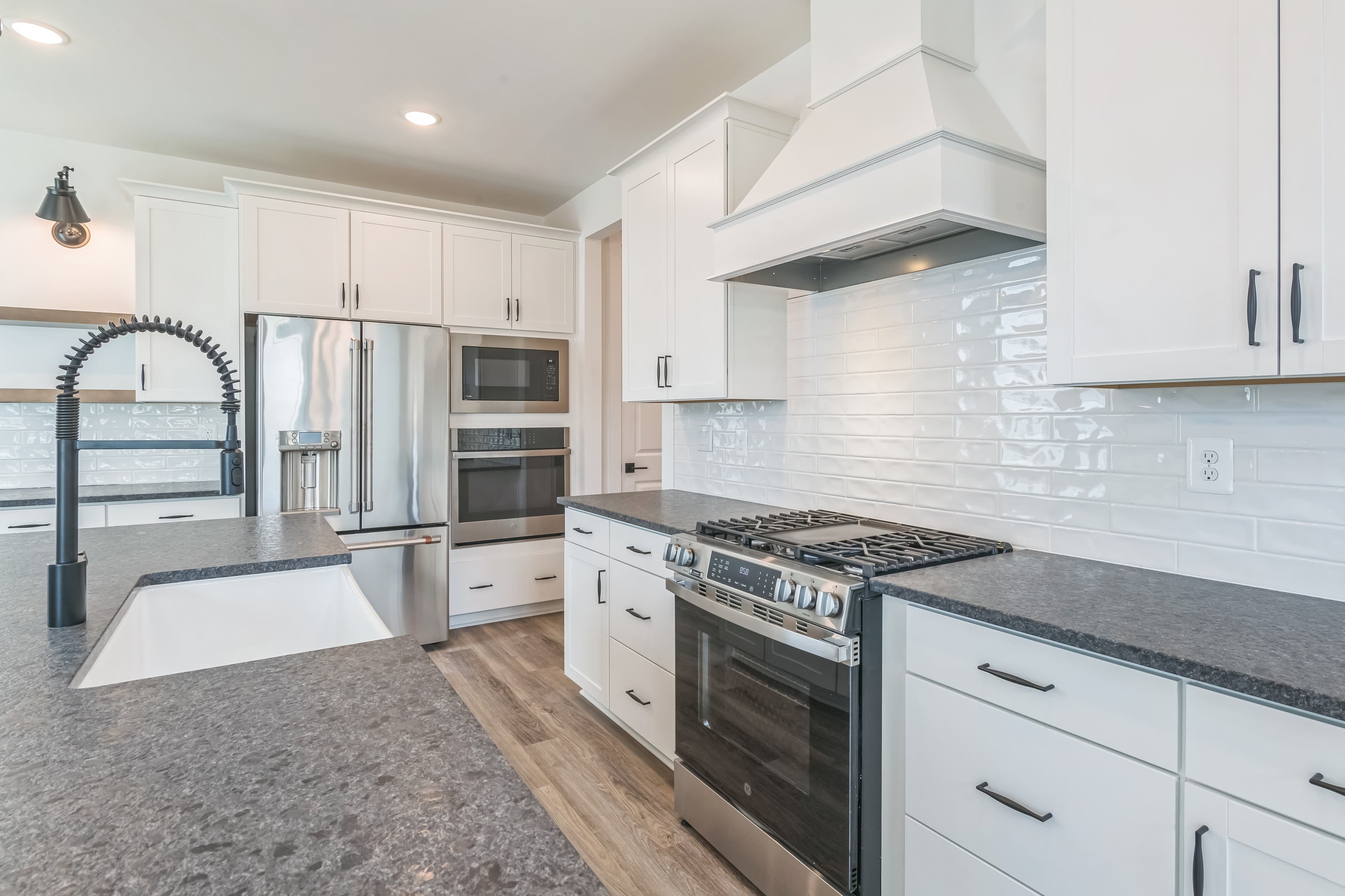 Kitchen with stainless steel appliances