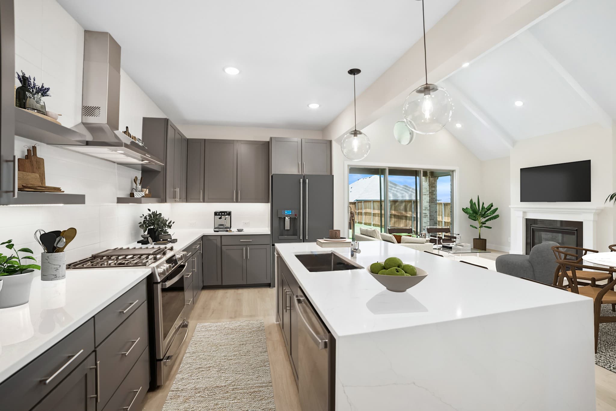 Kitchen with waterfall-edge island