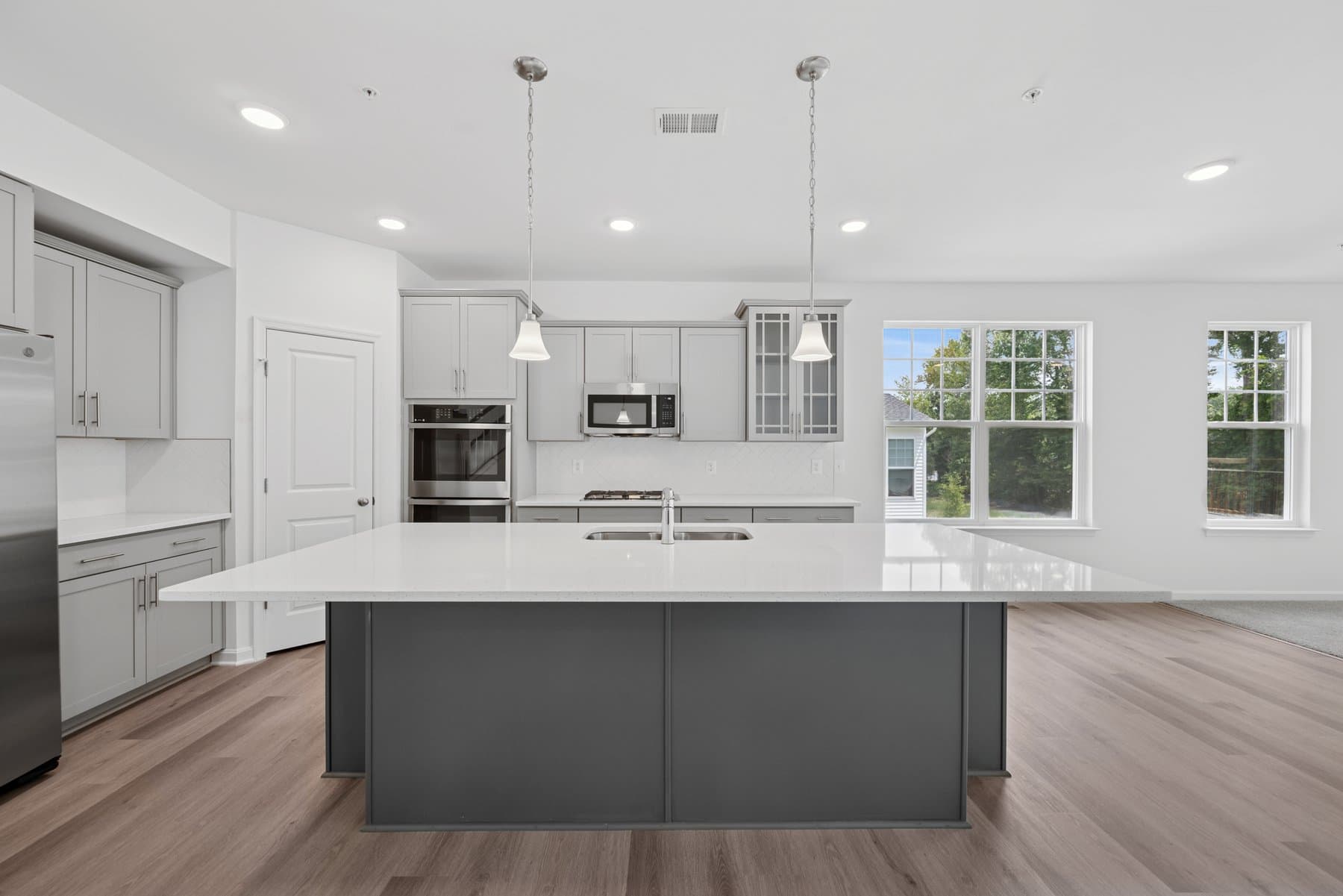 Kitchen with pendant lighting