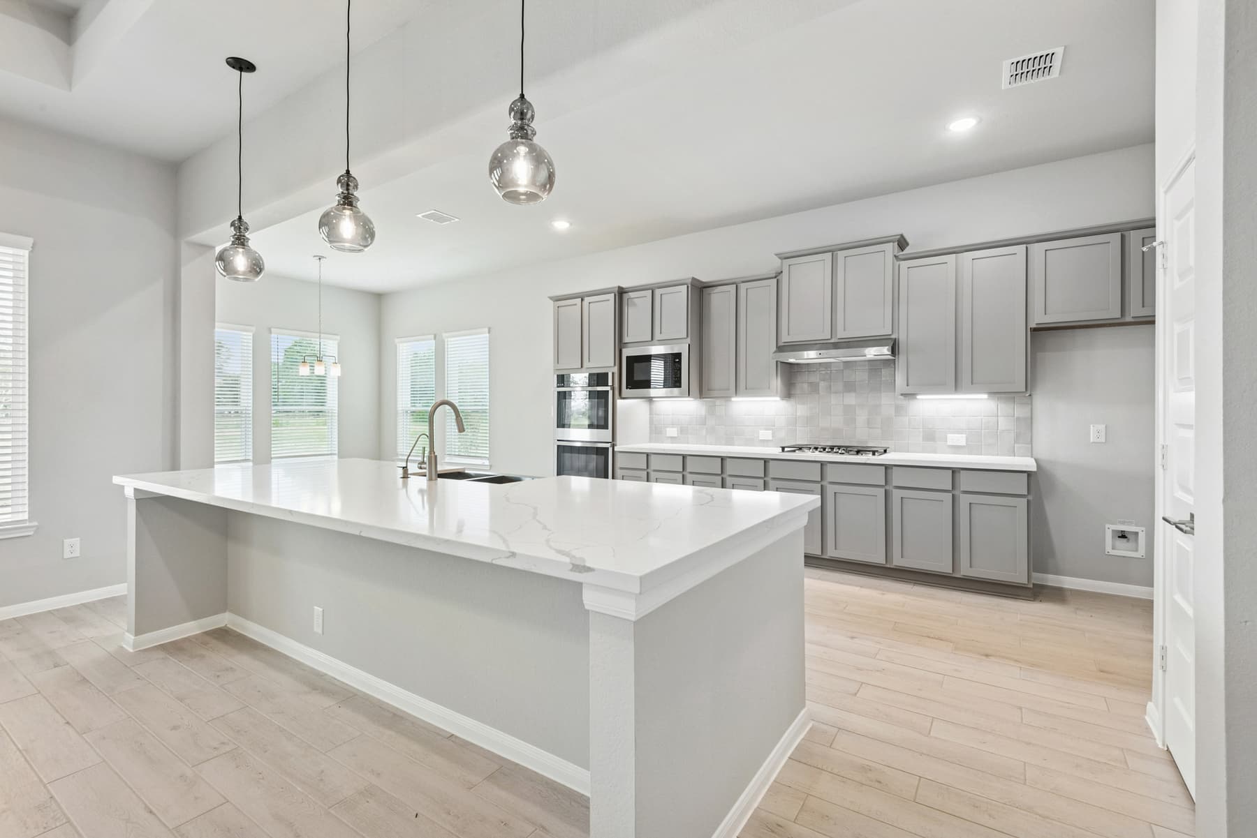 Kitchen with pendant lighting