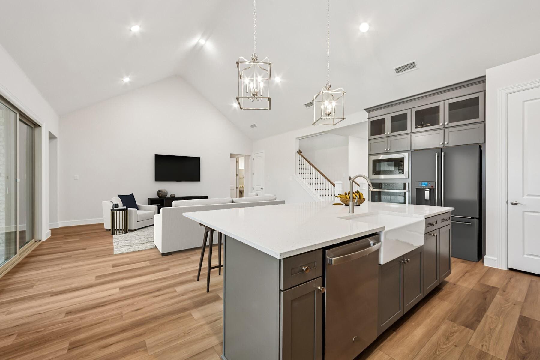 Kitchen with vaulted ceiling & vast island