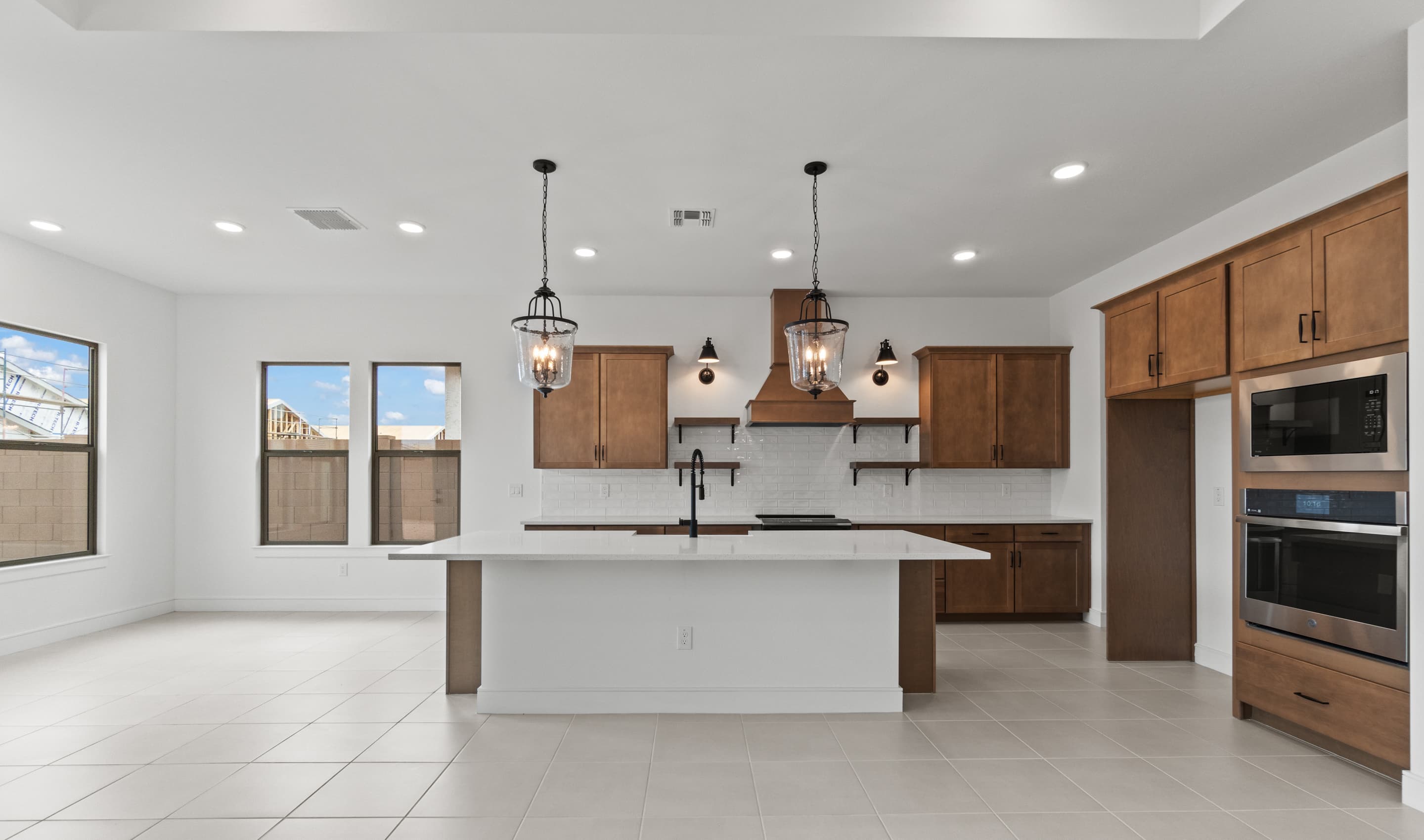 Kitchen with pendant lights