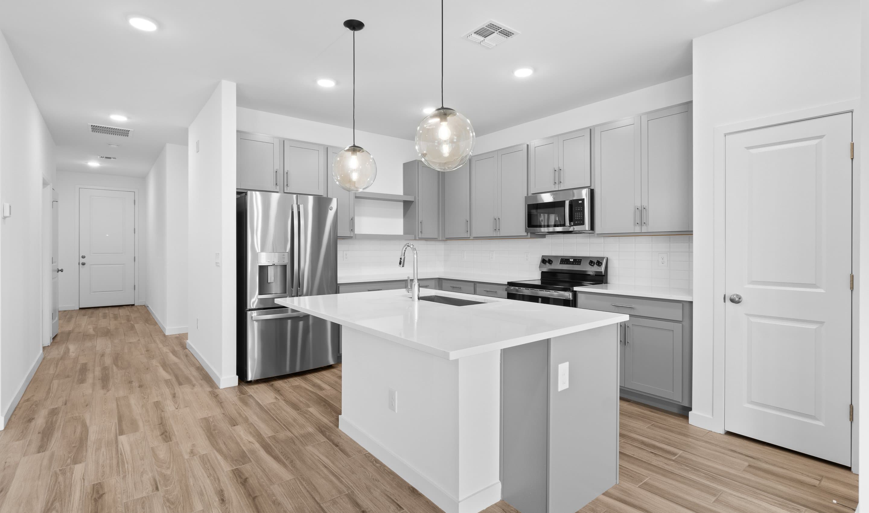 Kitchen with stainless steel appliances