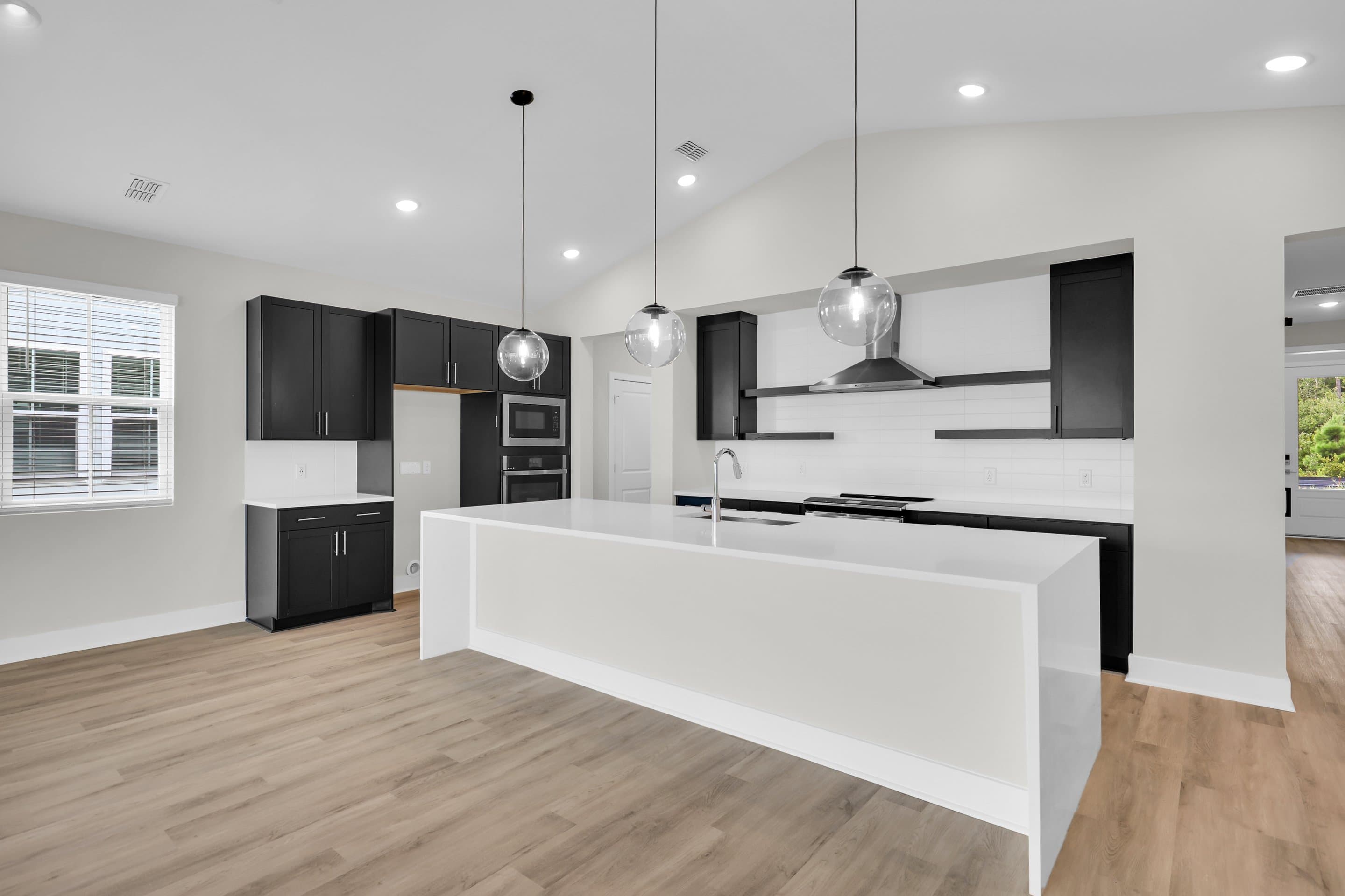 Kitchen with waterfall-edge island