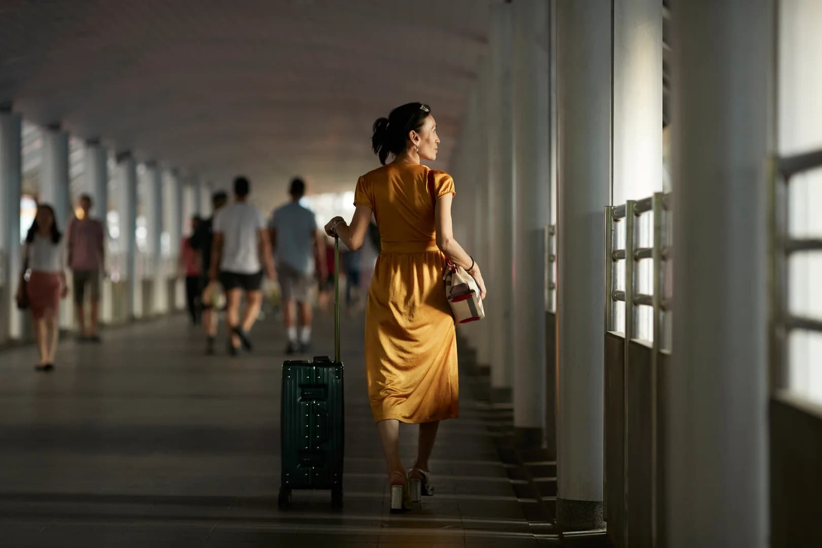 Elegant Lady Walking in Airport