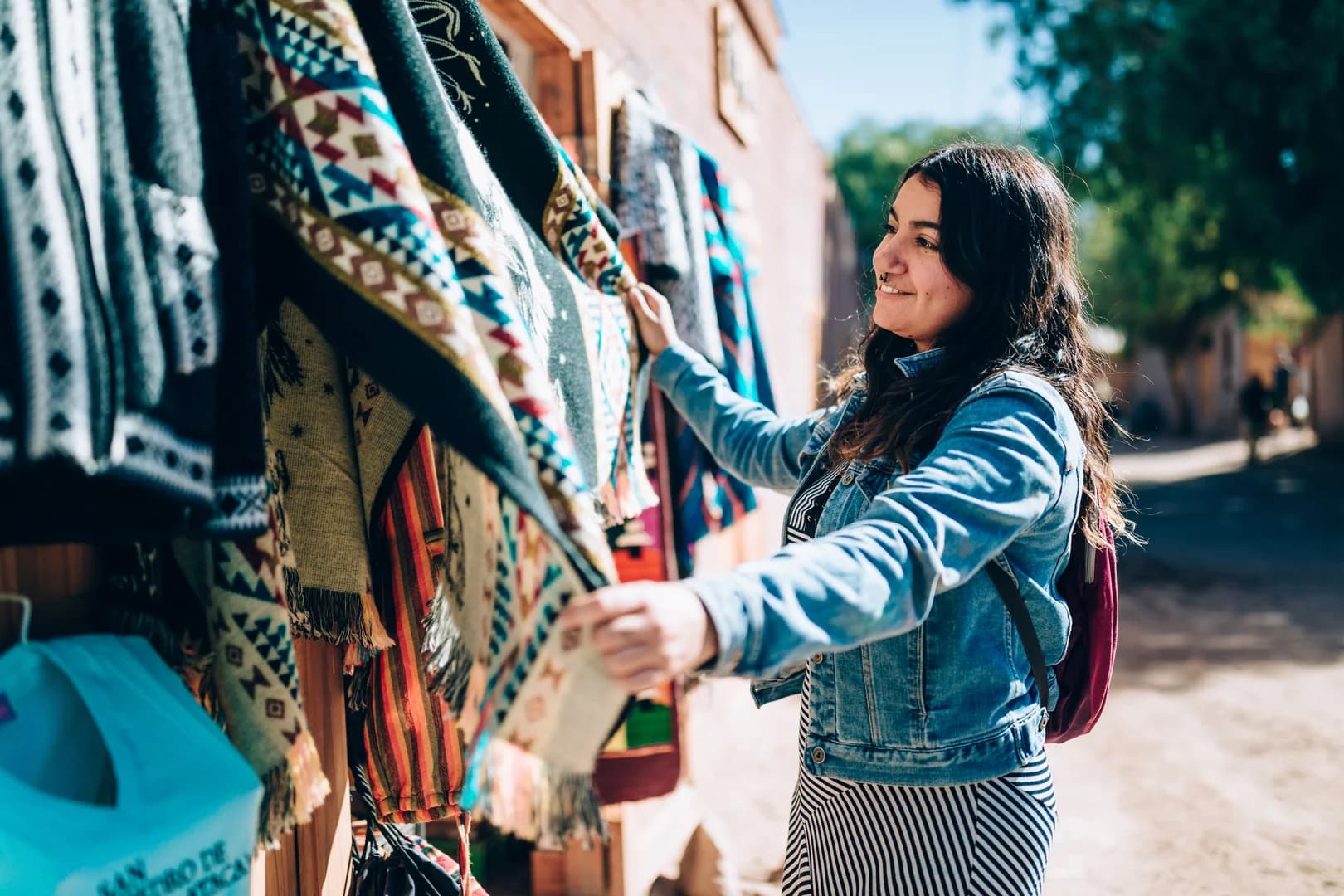 Brunette Woman shopping Native American Art