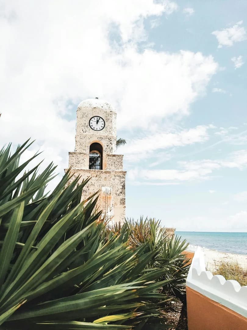 Historic Stone Clock Tower on the Beach in Florida