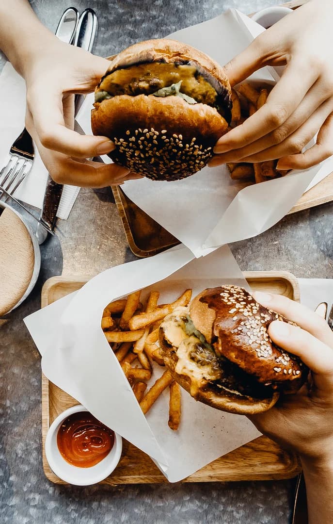 69180 Neighborhood Dining Aerial View of Burgers
