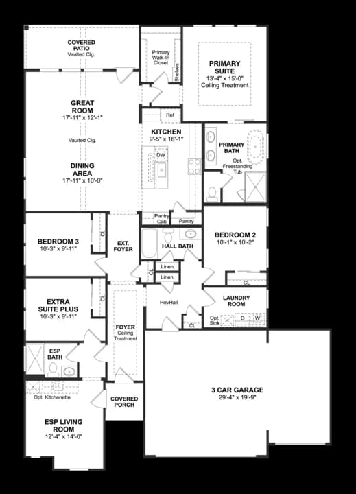 Cane Crossing Estates Pasadena ESP Pasadena ESP3 car garage_CaneCrossingfloor1 Level 1