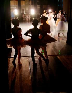 Little Girls Backstage During a Ballet Recital