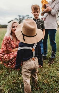 Country type family in a field