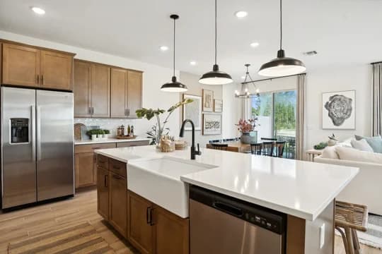 Salerno Reserve Townhomes Fullerton II Kitchen and Dining Area Farmhouse Level