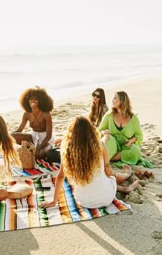 143744 Friends on Beach Having a Picnic USP Crop