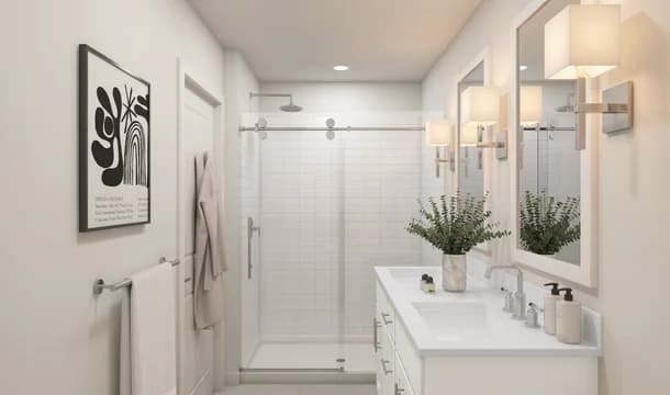 Ocala Primary Bath Loft Palette 2 and 4 Ascend Black and White Loft