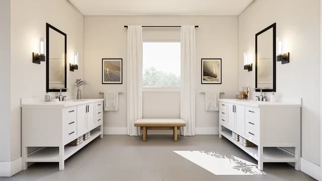 Primary Bath Vanity Dallas Monterra Glasgow SPEC 2 Base Palette 2 Furnished