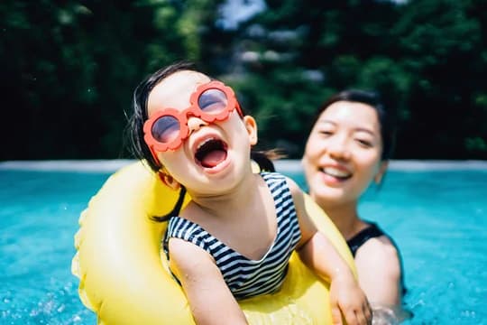Mother Daughter in the Pool
