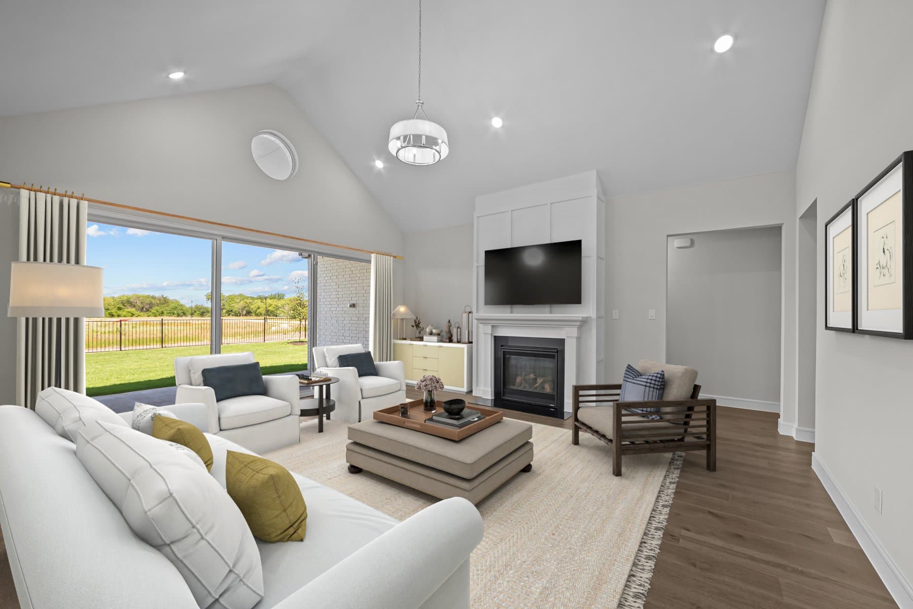 Soaring vaulted ceiling in the great room