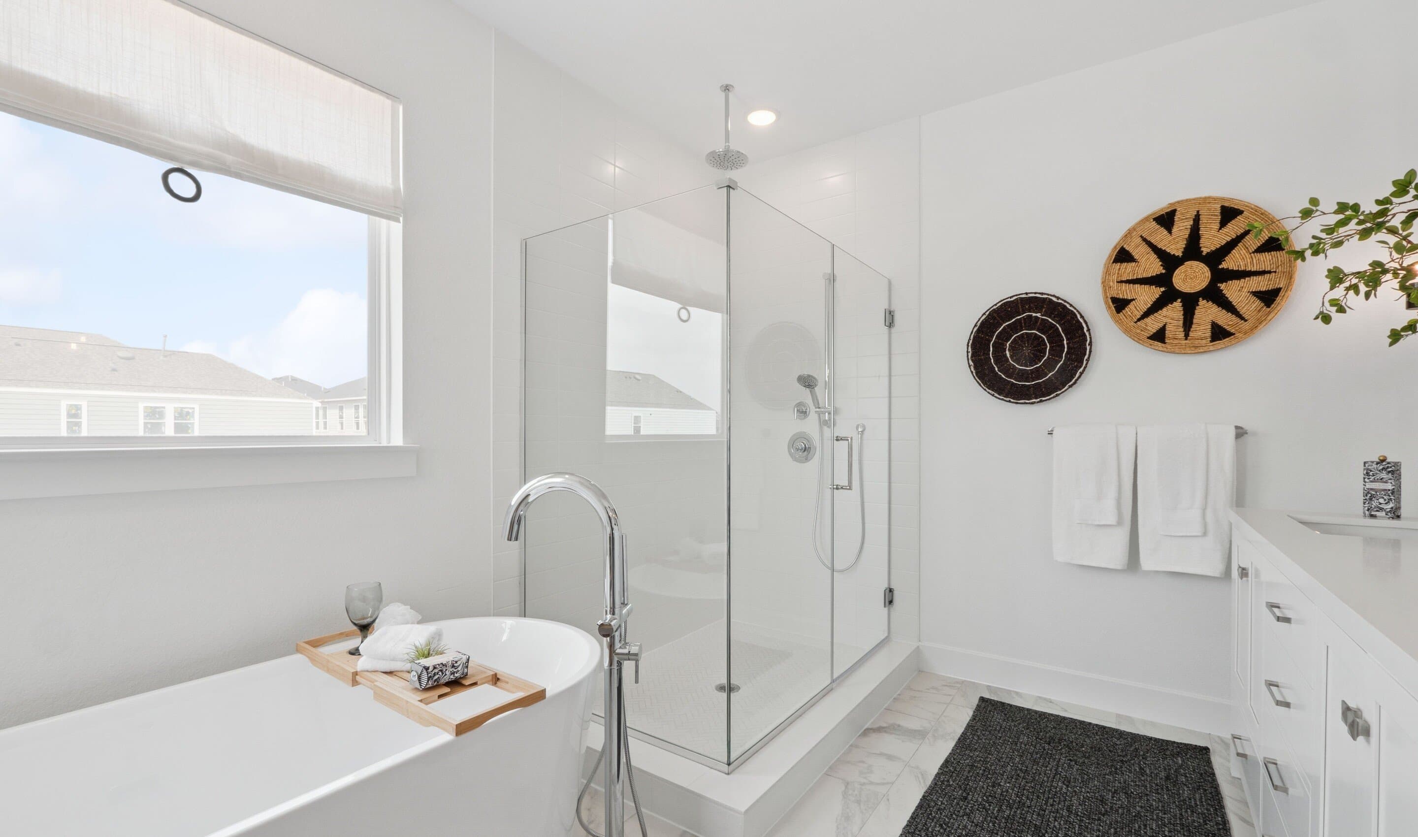 Primary bath with freestanding soaking tub