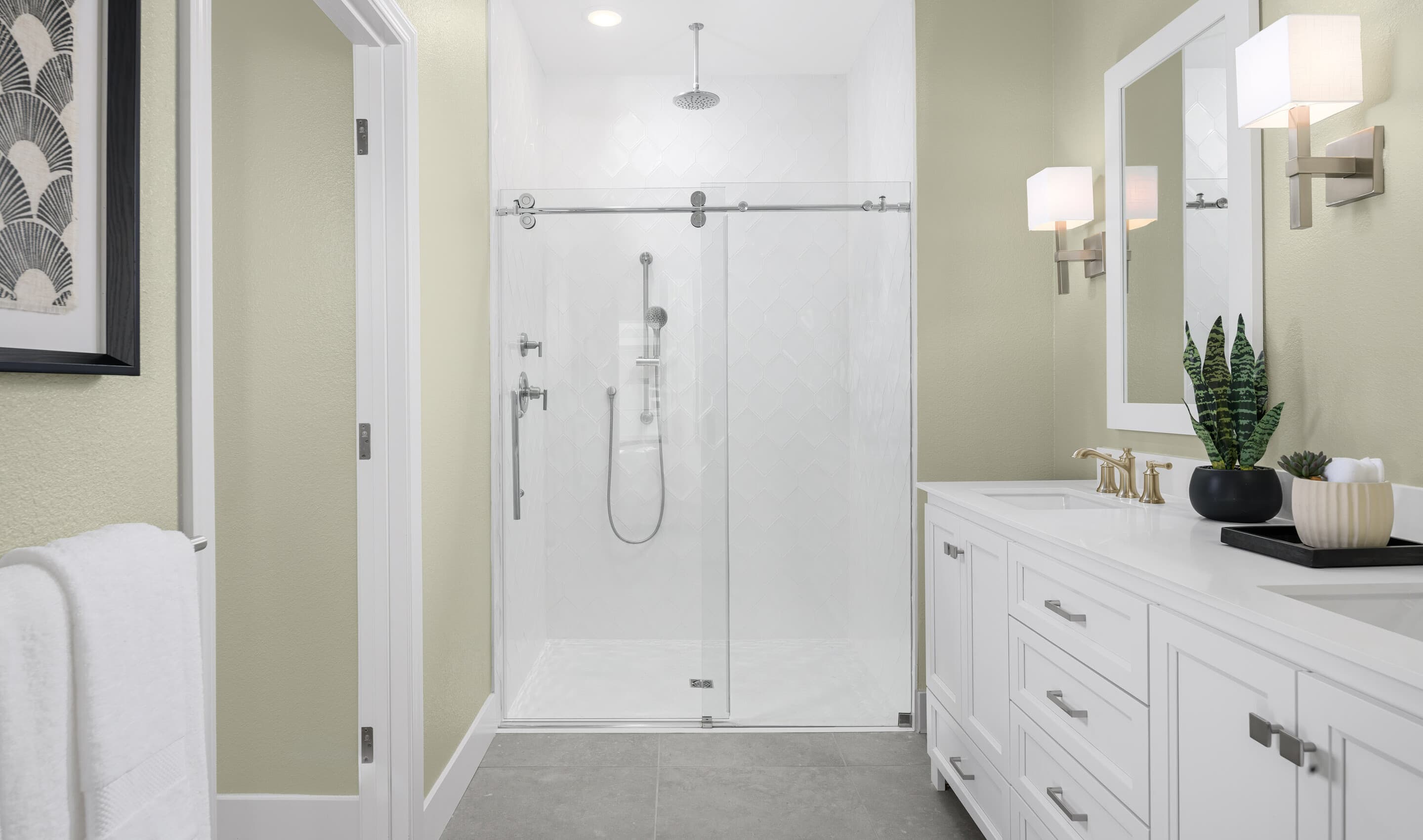 Primary bath glass shower enclosure
