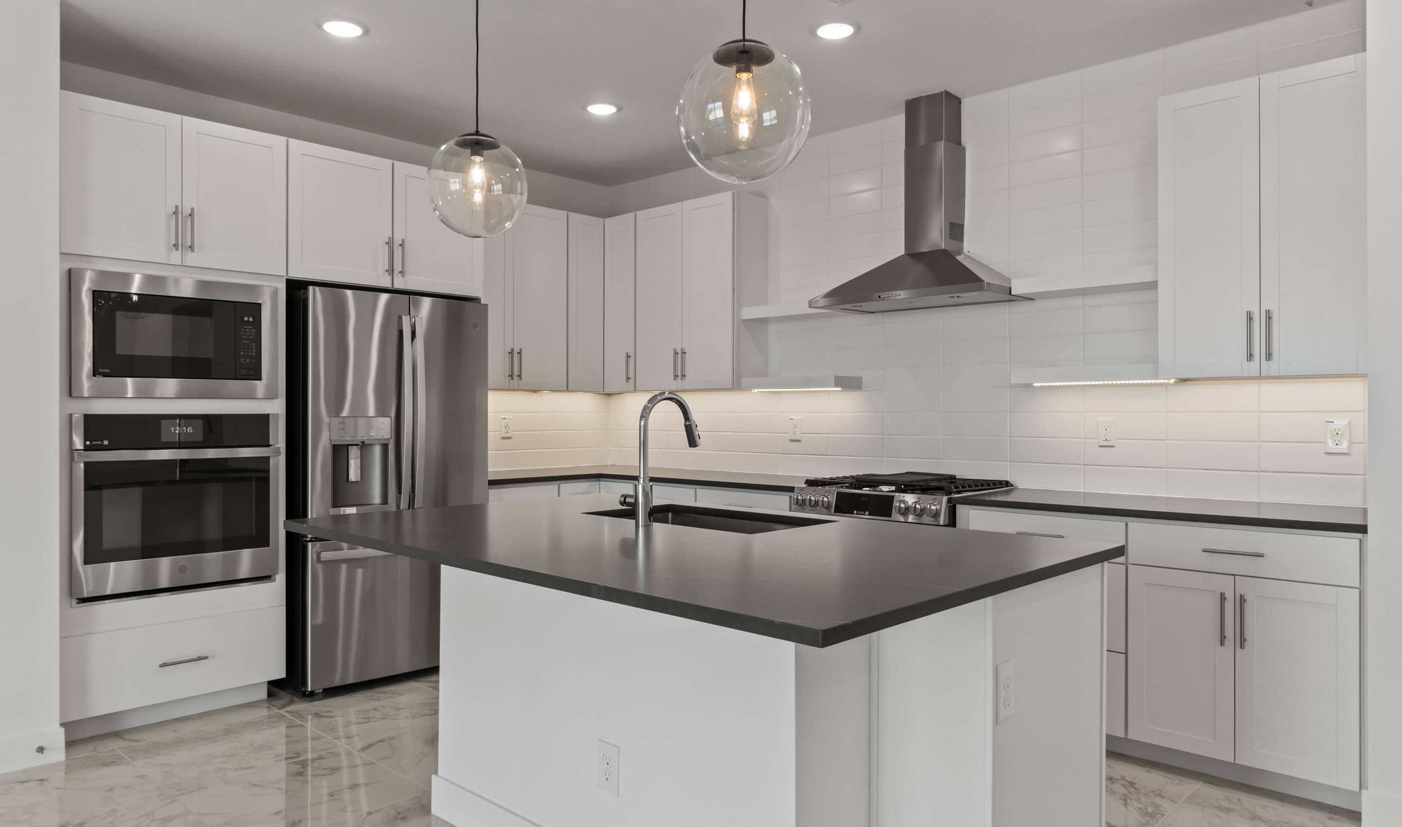 Kitchen with stainless steel appliances