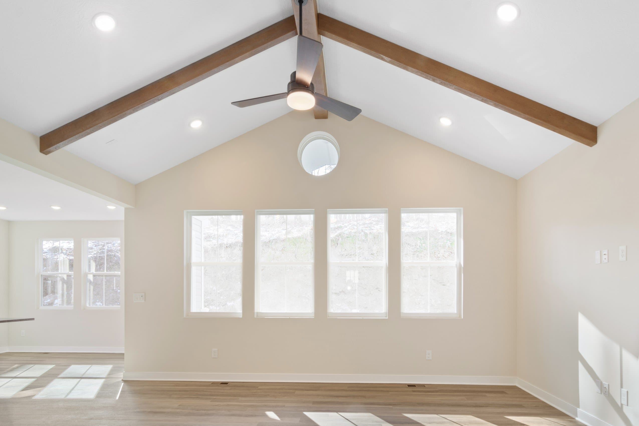 Great room with vaulted ceiling