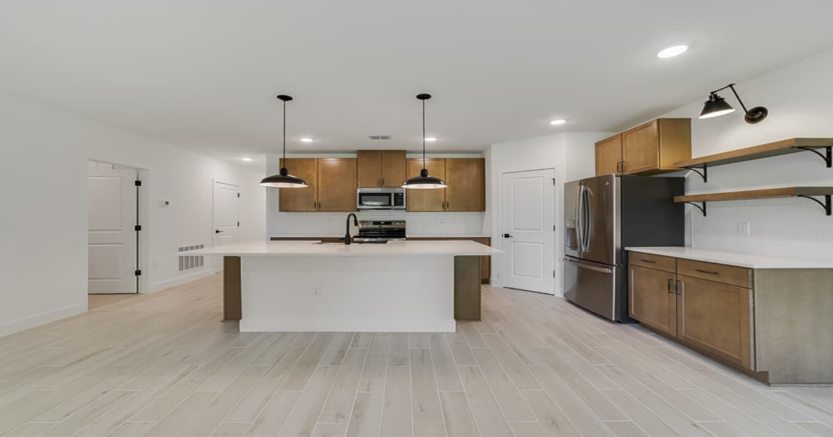 Kitchen with pendant lighting