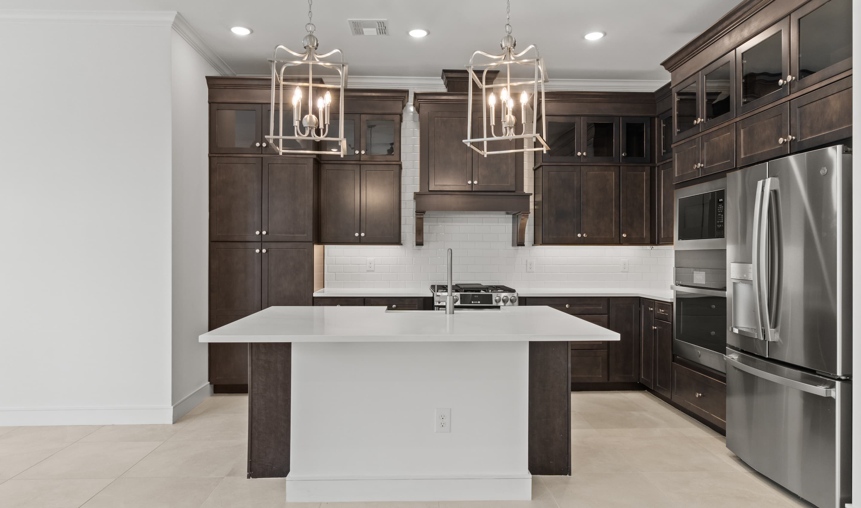 Kitchen with pendant lights